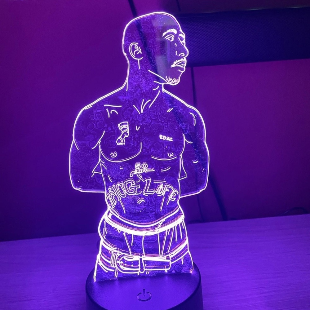 Acrylic Tupac 2Pac Shakur 16 Color LED Lamp with Remote